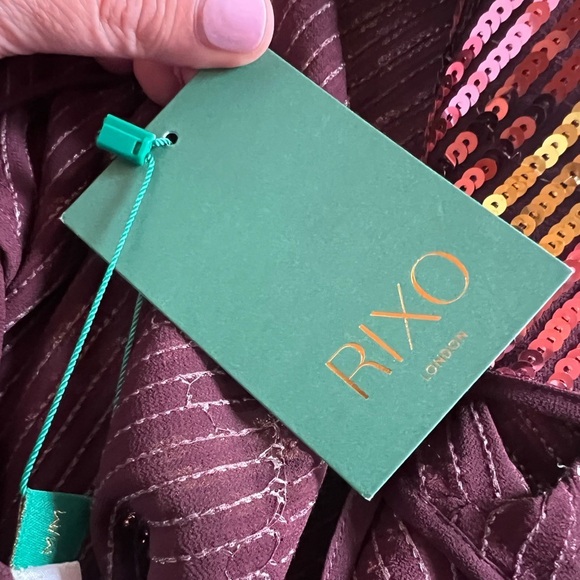 NWT Rixo London Sylvie Sequin-embellished Midi slip dress colorful sz M mobwife - Picture 9 of 15